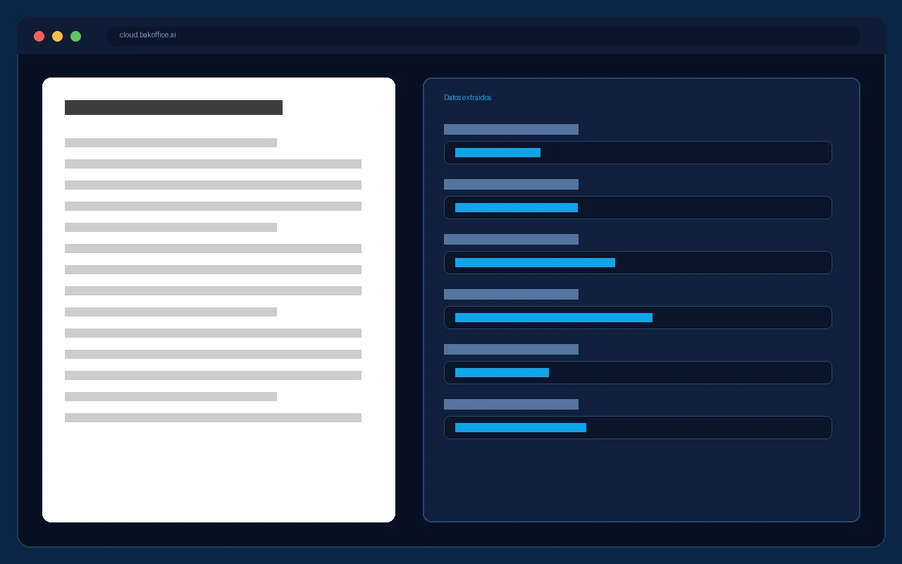 Documento con los datos extraídos automáticamente por la IA de BAKoffice.ai